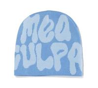 SHYYOULQE Bonnet imprimé lettre MEA Culpa Dupes Y2K Skullies Bonnet en tricot Bonnet tête de mort Slouchy MEA Culpa Bonnets, bleu, taille unique
