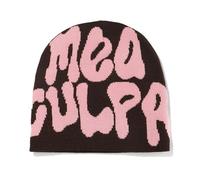 SHYYOULQE Bonnet imprimé lettre MEA Culpa Dupes Y2K Skullies Bonnet en tricot Bonnet tête de mort Slouchy MEA Culpa Bonnets, poudre de café, taille unique