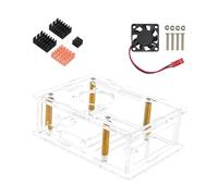 SHYYOULQE Coque transparente pour boîtier de carte mère RaspberryPi5 en acrylique avec ventilateur de refroidissement Dissipateurs thermiques en option