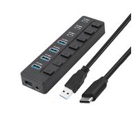 SHYYOULQE Dock d'extension USB C 7 ports répartiteur avec contrôle marche/arrêt 5 Gbps adaptateur de transfert de données rapide pour accessoires informatiques Répartiteur USB C pour disque dur et