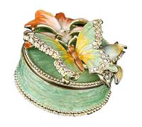 SHYYOULQE Organisateurs de bijoux artistiques floraux avec construction sécurisée en acier inoxydable et compartiments de rangement à étages en acier inoxydable en forme de papillon