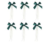 SHYYOULQE Ornements de Ruban de Noël, Pearl Chain Dark GRE | Ensemble de décoration d ' arbre de vacances 6 pièces, accents festifs 16x26 cm pour arbres, couronnes et guirlandes