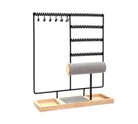 SHYYOULQE Présentoir polyvalent pour colliers et bijoux avec anneaux en flanelle douce pour la maison ou le magasin, support à bijoux noir résistant à la rouille
