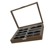 SHYYOULQE Vitrine en bois robuste pour lunettes de soleil avec couvercle transparent 8 compartiments de protection intérieurs en feutre organiseurs d'accès rapide, taille unique, Comme décrit