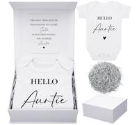 Shyyween Lot de 4 bodies d'annonce de grossesse pour tante, bonjour tante pour bébé, carte de révélation de grossesse, coffret cadeau pour tante et femme