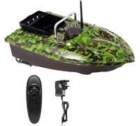 SHZICMY Bateau Amorceur,500M Télécommandé de Croisière Camouflage Bateau d'appât Pêche,Trémie Chargement 1,5 Kg - Cabine Simple