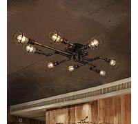 SHZICMY Plafonnier industriel tuyau d'eau 8 lumières Lustre E27 Rétro Tube Lampe Café Bar Lustre, sans ampoules