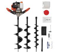 SHZICMY Tarière à essence avec 3 embouts de perçage 100/150/200 mm, 52 cm³, 2 temps, tarière à essence, poteaux, pelleteuse, puissance 1460 W, foret de jardin