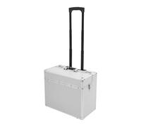 SHZICMY Valise de pilote en aluminium avec roulettes - Avec compartiment pour ordinateur portable et poignée télescopique - Argenté - 48,5 x 23 x 39 cm
