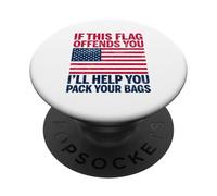 Si ce Drapeau Vous Offense, Je Vous aiderai à Faire Vos valises aux États-Unis PopSockets PopGrip Adhésif