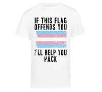 Si Ce Drapeau Vous Offense, Je Vous Aiderai À Faire Vos Valises Drapeau Trans T-Shirt Blanc Homme Tee Écologique Men White T-Shirt Eco-Friendly Tee