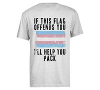Si Ce Drapeau Vous Offense, Je Vous Aiderai À Faire Vos Valises Drapeau Trans T-Shirt Gris Homme Tee Écologique Men Grey T-Shirt Eco-Friendly Tee