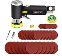 SI FANG Kit Mini Ponceuse Pneumatique, Ponceuse Orbitale 25/50/75mm avec 45 Disques Abrasifs, Ponceuse de Voiture Pneumatique à Grande Vitesse, Pour le Polissage du métal et du bois