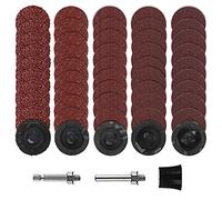 SI FANG Lot de 50 disques de ponçage à changement rapide de 2,5 cm avec support rond hexagonal de 6,35 mm, grain 40, 60, 120, 180, 240, disques de ponçage en oxyde d'aluminium, disques de