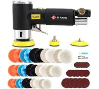 SI FANG Mini polisseuse excentrique à air comprimé 25/50/75 mm avec 60 feuilles de papier abrasif Mix Grit pour polissage de voiture