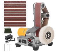 SI FANG Ponceuse électrique à bande, mini ponceuse à bande, polisseuse réglable à 7 niveaux avec 10 bandes abrasives, broyeur à couteaux multifonction pour polissage