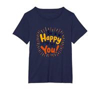 Si Heureux de Vous Voir ! Sentiment de Salutation Joyeux T-Shirt, Femme Grandes Tailles, Bleu Marine, 4X
