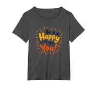 Si Heureux de Vous Voir ! Sentiment de Salutation Joyeux T-Shirt, Femme Grandes Tailles, Chiné Foncé, 2X