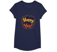 Si Heureux de Vous Voir ! Sentiment de Salutation Joyeux T-Shirt, Fille, Bleu Marine, XS