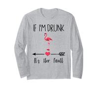 Si je suis bourrée, c'est de sa faute Wine Flamingo Matching Couples Manche Longue
