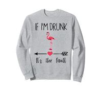 Si je suis bourrée, c'est de sa faute Wine Flamingo Matching Couples Sweatshirt