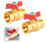 SI SEN 2 Pièces Vanne 3/4 en Laiton, Robinet à Tournant Sphérique DN20, Male/Femelle avec Manette Papillon, Installation Facile, pour Plomberie, Compatible Systèmes Chauffage et Eau Chaude/Froide