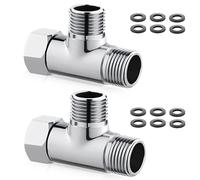SI SEN 2PCS Type T 1/2 Pouce, Distributeur d'eau en Laiton 3 Voies T - Piece avec 12 Joints, Adaptateur en T, Système de Douche Universel, Vanne de Conversion d'eau, Pour Salle de Dain, Robinet