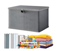 SI SEN Boîte de rangement avec couvercle, verrouillable, en tissu, pliable, avec serrure à combinaison, rangement pour vêtements, jouets, 30 x 20 x 13 cm, peu encombrante, grise