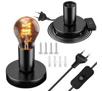 SI SEN Douille E27 Avec Câble, Douille Ampoule, 2 pièces Adaptateur Douille, Adaptateur Ampoule Avec Interrupteur pour Chambre, Salon, Bureau, Suspension (Noir)