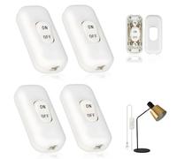 SI SEN Lot de 4 interrupteurs à cordon 2 pôles, 6 A 250 V, pour tous les types de lampes électriques, lampes de table, interrupteur intermédiaire pour 2 fils, blanc