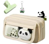 SI SEN Panda Trousse, Étui À Crayons Panda Mignon, Trousse Panda Roux, pour Garçons, Filles - Blanc