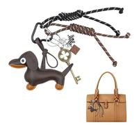 SI SEN Porte-Clés Porte-Bonheur en Forme de Teckel, Accessoire Mignon pour Sac, Porte-clés Teckel en cuir Synthétique, pour Sac à Dos et Voiture Marron