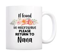 Si Trouvé Dans Le Micro-Ondes, Veuillez Le Rapporter À Nana. Tasse À Café Mignonne Mug À Café Céramique Tasses À Thé Pour Cappuccino Travail Maison 330Ml