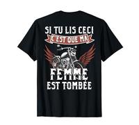 Si Tu Lis Ca Ma Femme Tombée Cadeau Motard Humour Moto Papa T-Shirt
