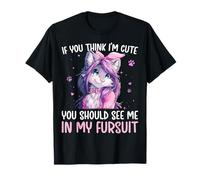 Si tu penses Que Je suis Mignonne, Regarde-Moi dans Mon Costume de Fourrure Furry Wolf T-Shirt