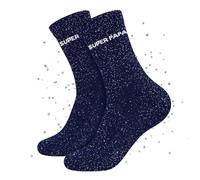 SI TU VOIS ÇA Chaussettes Paillettes Men's Glitter Socks, Chaussette Paillette Message Ultra Tendance Noël Anniversaire Fête des pères Cadeau Fantaisie Drole Rigolotes Homme Femme（SUPER PAPA）