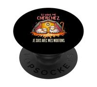 Si Vous Me Cherchez Je suis avec Les Moutons Drôle Fermier PopSockets PopGrip Adhésif