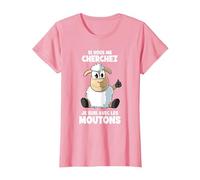 Si Vous Me Cherchez Je suis avec Les Moutons T-Shirt, Femme, Rose, 3XL