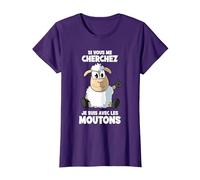 Si Vous Me Cherchez Je suis avec Les Moutons T-Shirt, Femme, Violet, XS