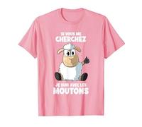Si Vous Me Cherchez Je suis avec Les Moutons T-Shirt, Homme, Rose, 3XL