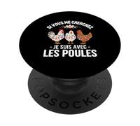 Si Vous Me Cherchez Je suis avec Les Poules Drôle Fermier PopSockets PopGrip Adhésif