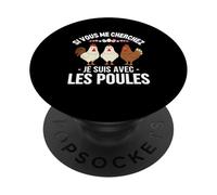 Si Vous Me Cherchez Je suis avec Les Poules Drôle Fermier PopSockets PopGrip Adhésif