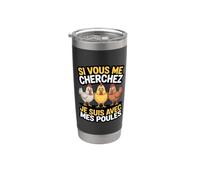Si Vous Me Cherchez Je Suis Avec Mes Poules Humour Ferme Gobelet isotherme en acier inoxydable double paroi