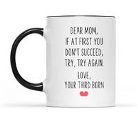 Si vous n'y arrivez pas du premier coup, réessayez ! Mug « Troisième Naissance » - Mug fantaisie en céramique imprimé recto verso, idéal pour le thé ou le lait, avec anse - Cadeau pour femmes et homme