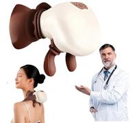 Siaasoo Masseur de Cou, Masseur de Cou de pétrissage de Main Humaine simulé, Masseur de Dos, adapté au Cou et aux épaules (blanc marron)