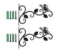 SiaBiced 2 Pièces Crochets Muraux Supports pour Plantes Fer Forgé Porte-lanternes Porte-Pots Jardin Feuille Forme Antirouille Adapté à L'Extérieur B, Fée silencieuse à 3 Feuilles