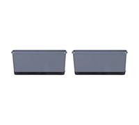 SiaBiced 2 Pièces Jardinière de Fenêtre Rectangle avec Trous D'Aération et Plateau Bac à Fleurs pour Légumes arrosant avec Corde Absorbante Utilisable, Gris
