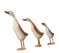 SiaBiced 3 Pièces Statues Canard Figurines Décoration Jardin Miniatures Bois Peints Ornements Adapté à la Décoration de Maison Extérieur Pelouse Célébration