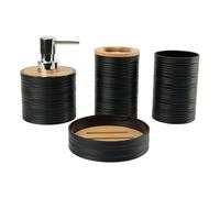 SiaBiced 4x Accessoires de Salle de Bain Distributeur de Savon Accessoire de Bain Ensemble Complet Gobelet de Bain de Bouche pour Vanité, Noir