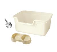 SiaBiced Bac à Litière pour Chat 3 Pièces, Toilettes Ouvertes avec Pelle, Bac Profond, en Polypropylène, Pratique pour Les Petits Animaux, Usage Domestique, Ca, Blanc